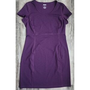 Duluth Trading Co Short Sleeve Dress Womens Medium Purple Zip Pocket Athleisure